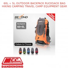 60L + 5L OUTDOOR BACKPACK RUCKSACK BAG HIKING CAMPING TRAVEL CAMP EQUIPMENT GEAR